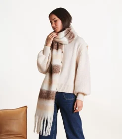 Écharpe écrue met brede strepen