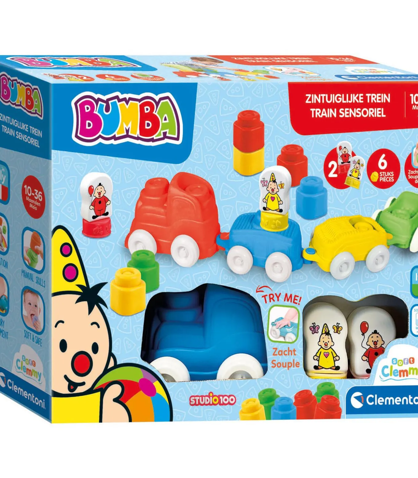 Clementoni Bumba sensorische trein - Baby speelgoed - Zachte blokken