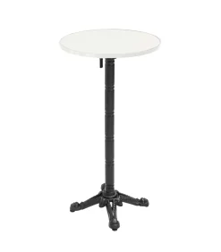 60cm ronde hoge tafel met kantelbaar wit/zilveren blad en zwarte poten