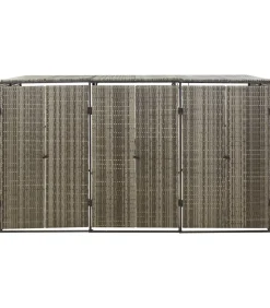 Containerberging driedubbel 207x80x117 cm poly rattan grijs