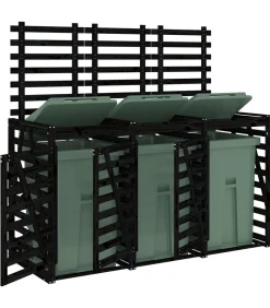 Containerberging drievoudig massief grenenhout zwart