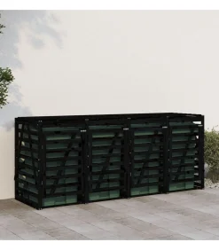 Containerberging viervoudig massief grenenhout zwart