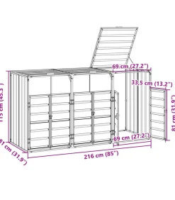 Containerberging voor 3 containers 216x81x115 cm staal bruin