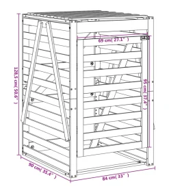Containerberging 84x90x128,5 cm massief grenenhout grijs