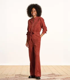 Corduroy broekpak terracotta