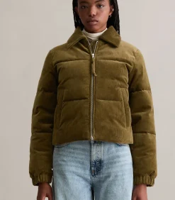 Corduroy puffer jacket regular cropped