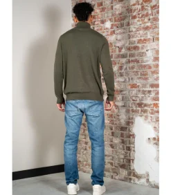 Cotton merino turtleneck jumper - deep depths