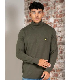 Cotton merino turtleneck jumper - deep depths