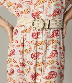 CRISTINA - Effen gevlochten riem met gouden gesp