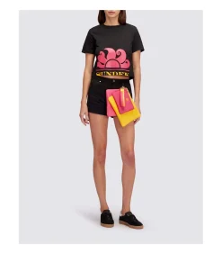 Cropped T-Shirt With Maxi Logo Print