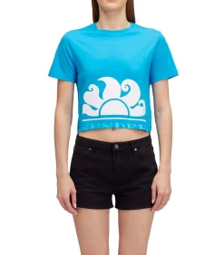 Cropped T-Shirt With Maxi Logo Print