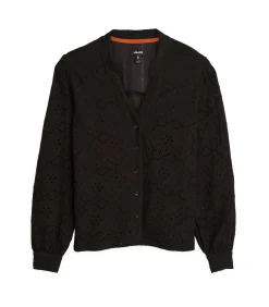 Dames geperforeerd T-shirt met lange mouwen