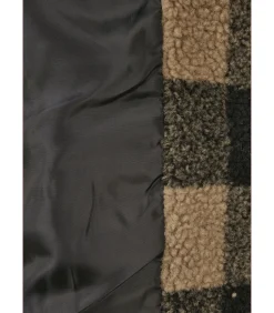 Damesfleece hooded oversized check sherpa