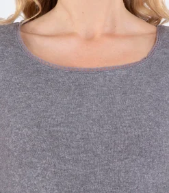 Dames-T-shirt met vierkante hals Heather grijs
