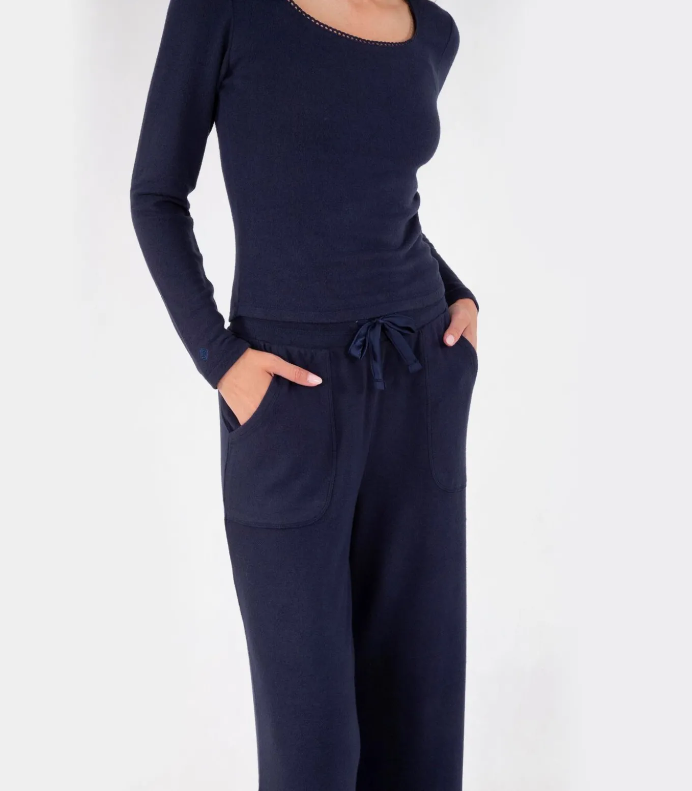 Dames-T-shirt met vierkante hals Navy