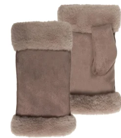 Dameswanten met imitatiebontrand Taupe