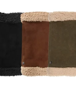 Dameswanten van leer en imitatiebont Cognac