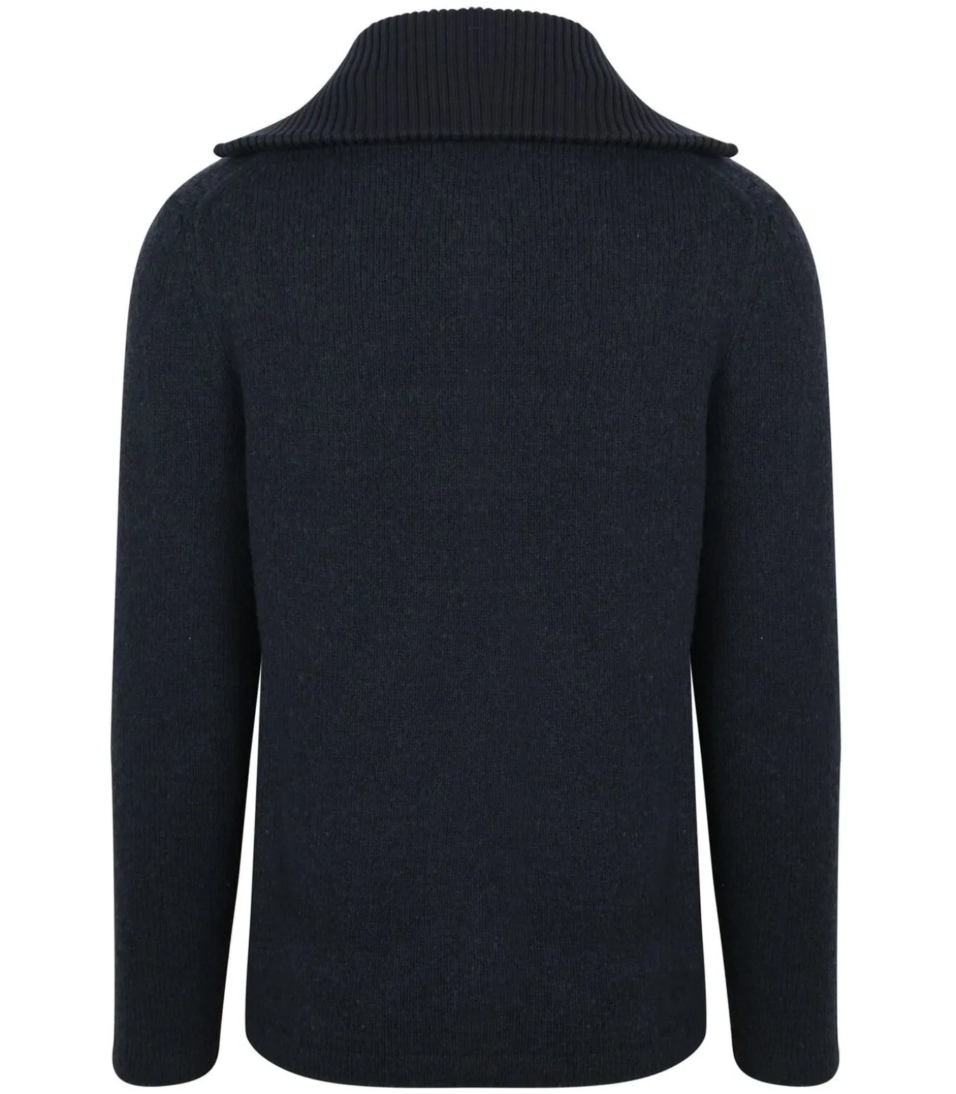 Deep Zip Pullover Boiled Wool Navy