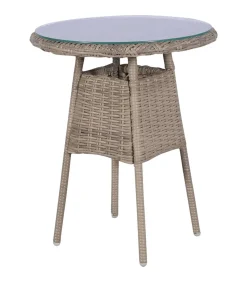 3-delige Bistroset met kussens poly rattan bruin