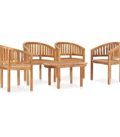 5-delige Loungeset banaanvormig massief teakhout