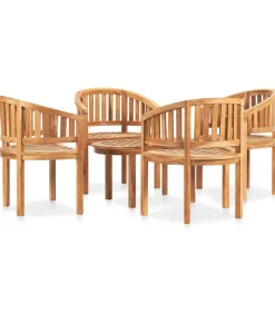 5-delige Loungeset banaanvormig massief teakhout