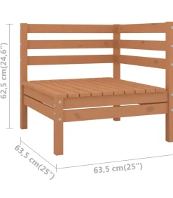 4-delige Loungeset massief grenenhout honingbruin