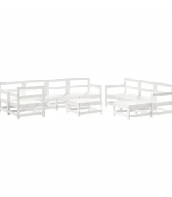10-delige Loungeset massief grenenhout wit