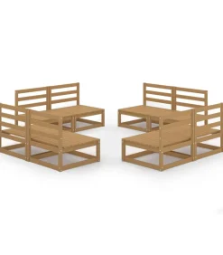 8-delige Loungeset massief grenenhout honingbruin