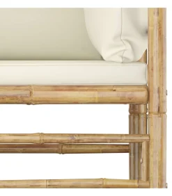 8-delige Loungeset met crèmewitte kussens bamboe