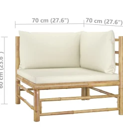 8-delige Loungeset met crèmewitte kussens bamboe