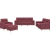 4-delige Loungeset met kussens stof wijnrood