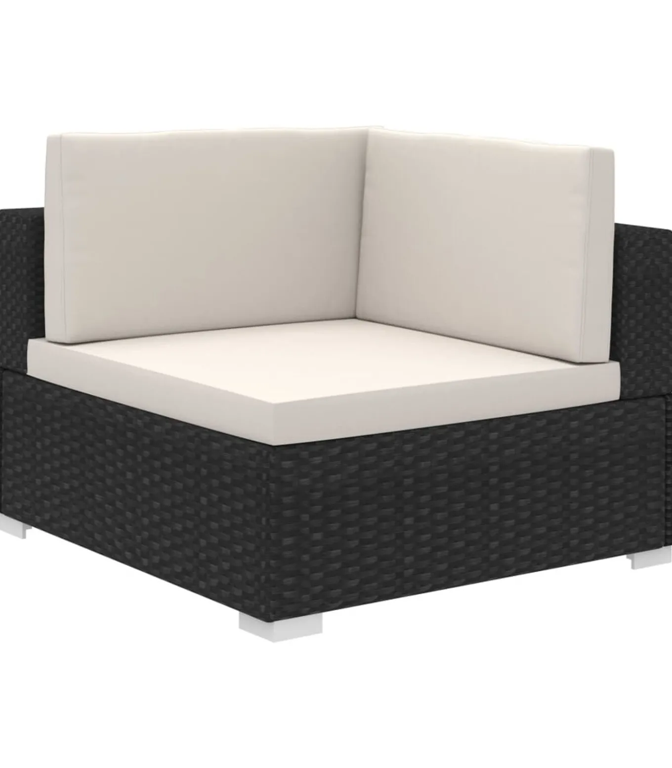 8-delige Loungeset met kussens poly rattan zwart