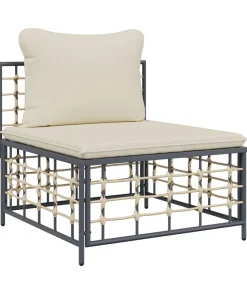 5-delige Loungeset met kussens poly rattan antracietkleurig