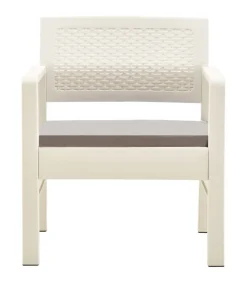 3-delige Loungeset met kussens kunststof wit