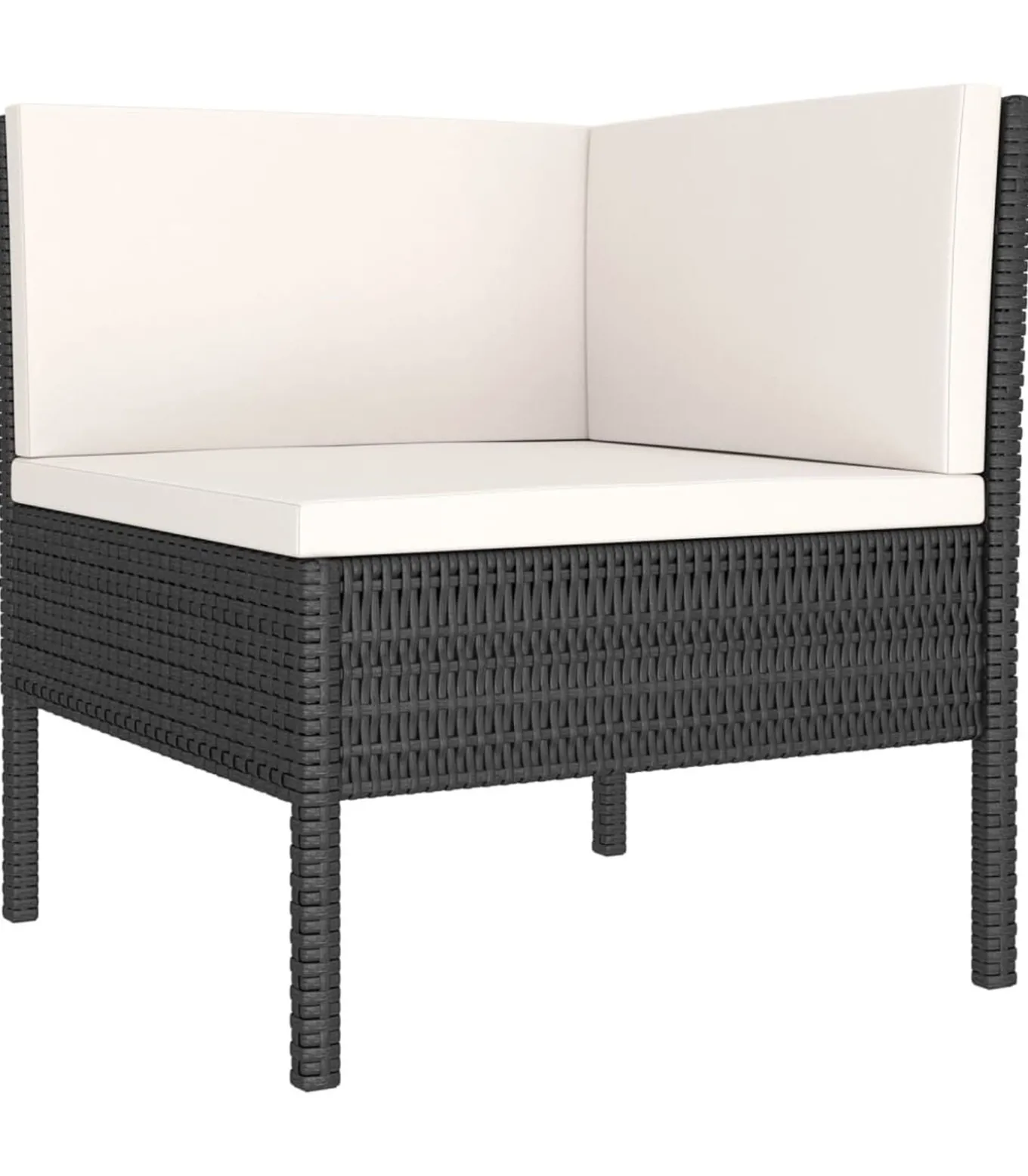 5-delige Loungeset met kussens poly rattan zwart
