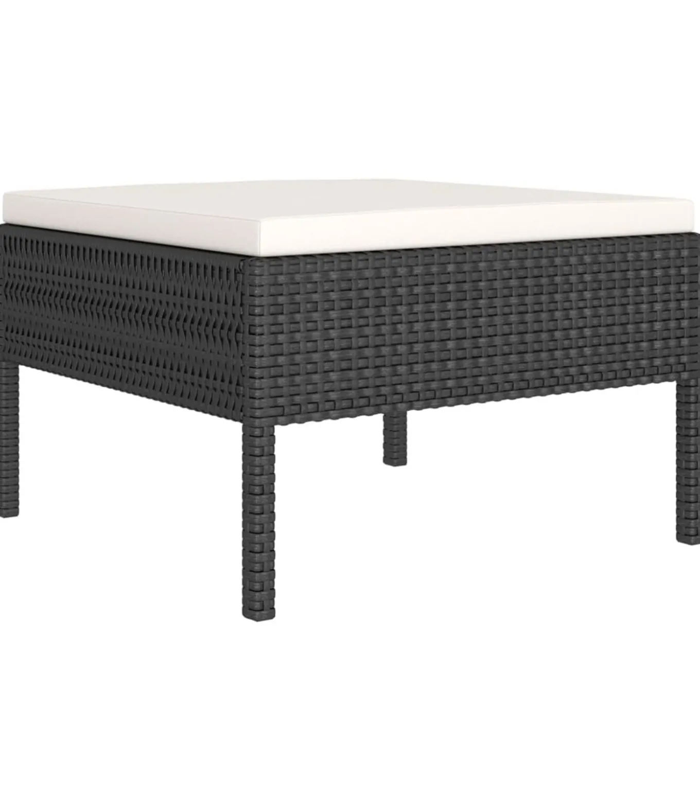 5-delige Loungeset met kussens poly rattan zwart