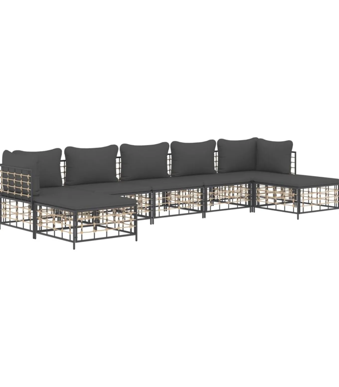 7-delige Loungeset met kussens poly rattan antracietkleurig