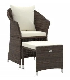 2-delige Loungeset met kussens poly rattan bruin