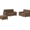 3-delige Loungeset met kussens stof bruin