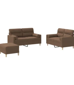 3-delige Loungeset met kussens stof bruin