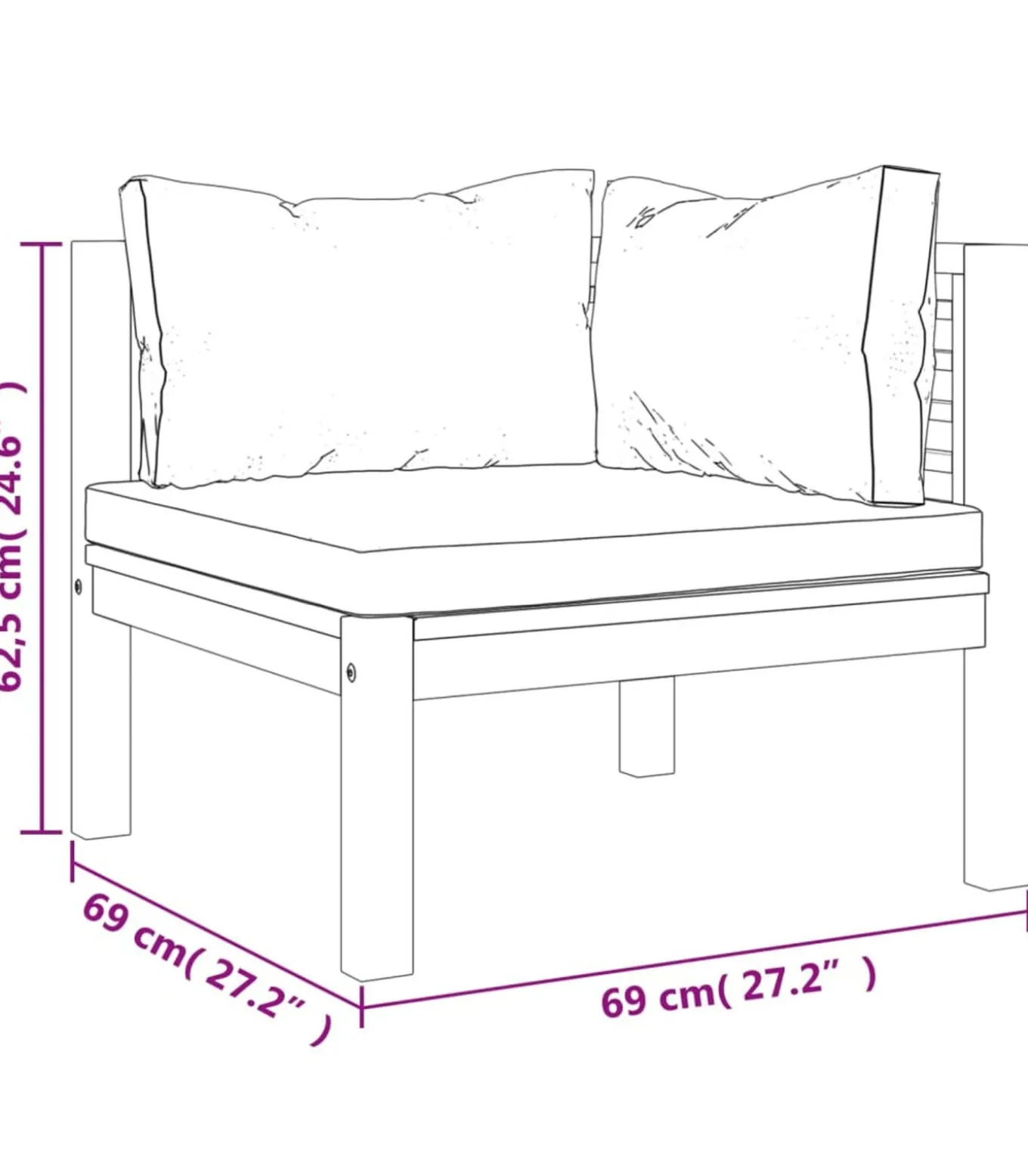 9-delige Loungeset met kussens massief acaciahout