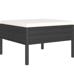 4-delige Loungeset met kussens poly rattan zwart