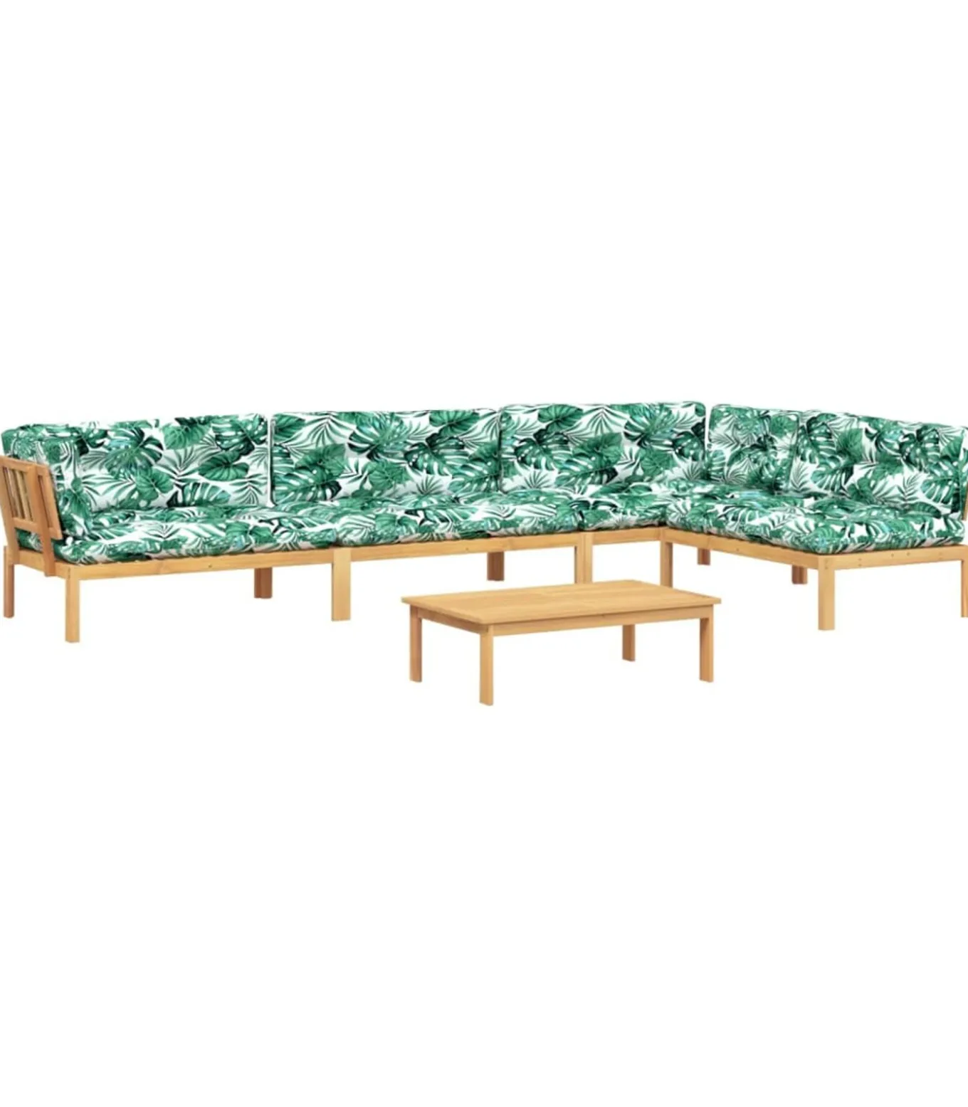 5-delige Loungeset pallet met kussens massief acaciahout