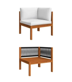 12-delige tuinloungeset met kussens crèmekleurig acaciahout en touw