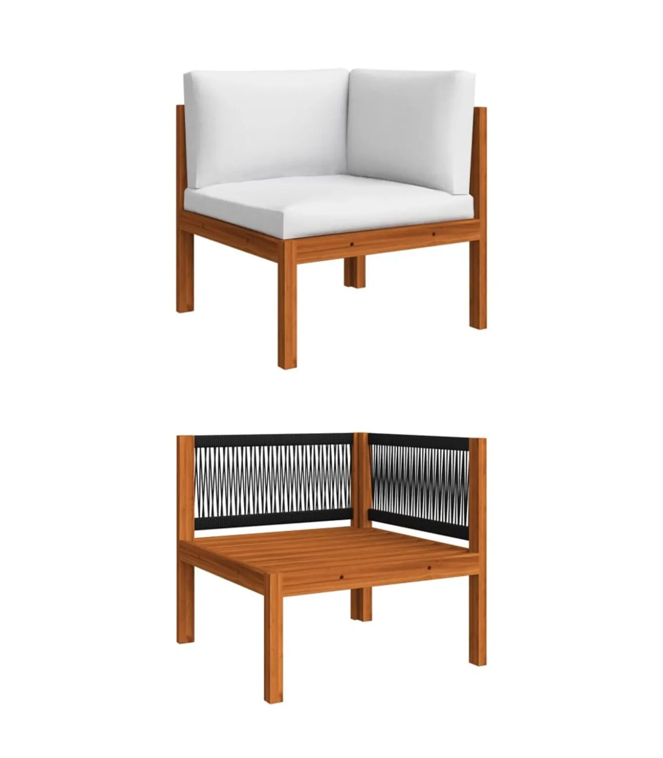 12-delige tuinloungeset met kussens crèmekleurig acaciahout en touw