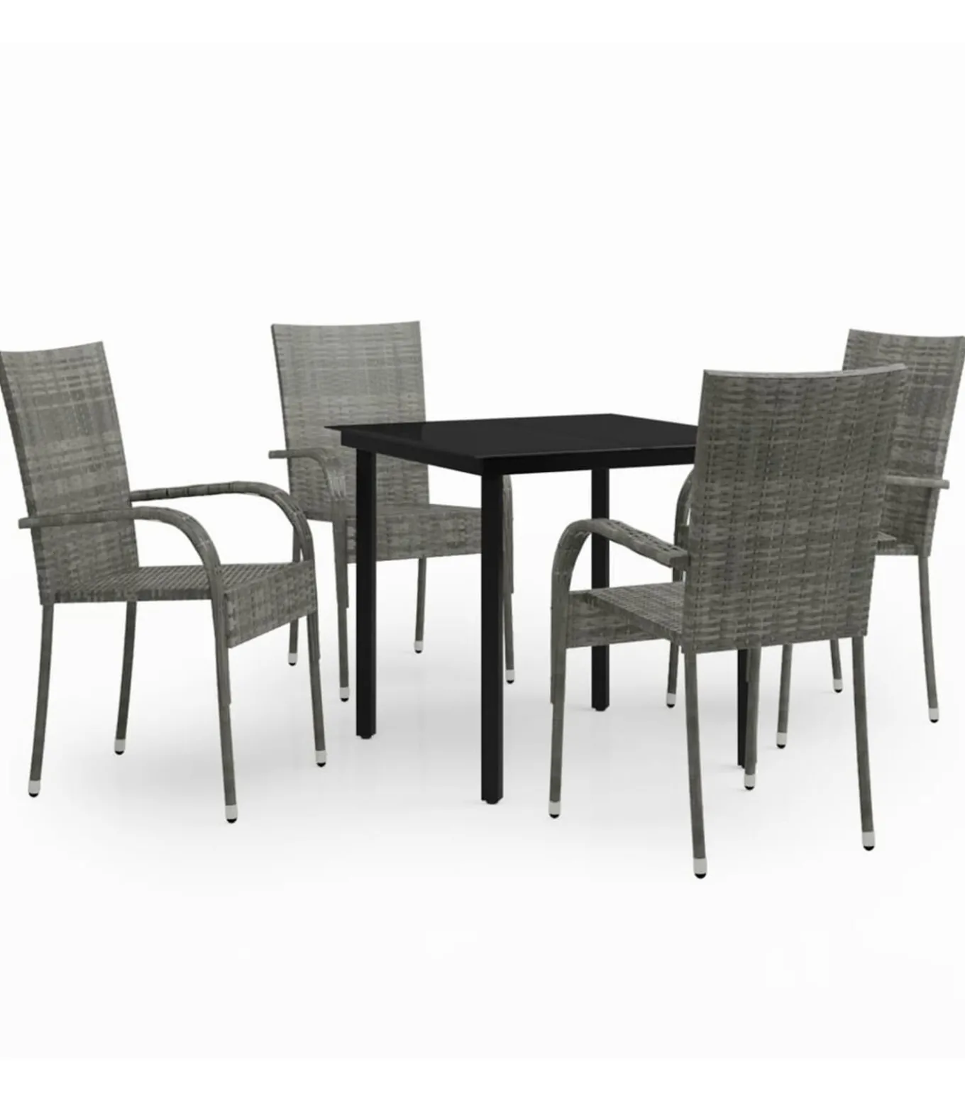5-delige Tuinset grijs en zwart
