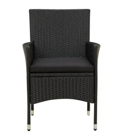 9-delige Tuinset met kussens poly rattan zwart