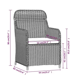 3-delige Tuinset met kussens bruin