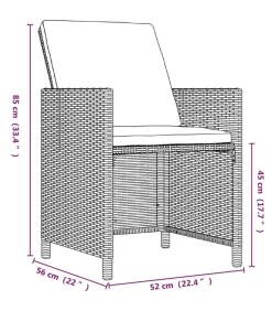 5-delige Tuinset met kussens poly rattan zwart