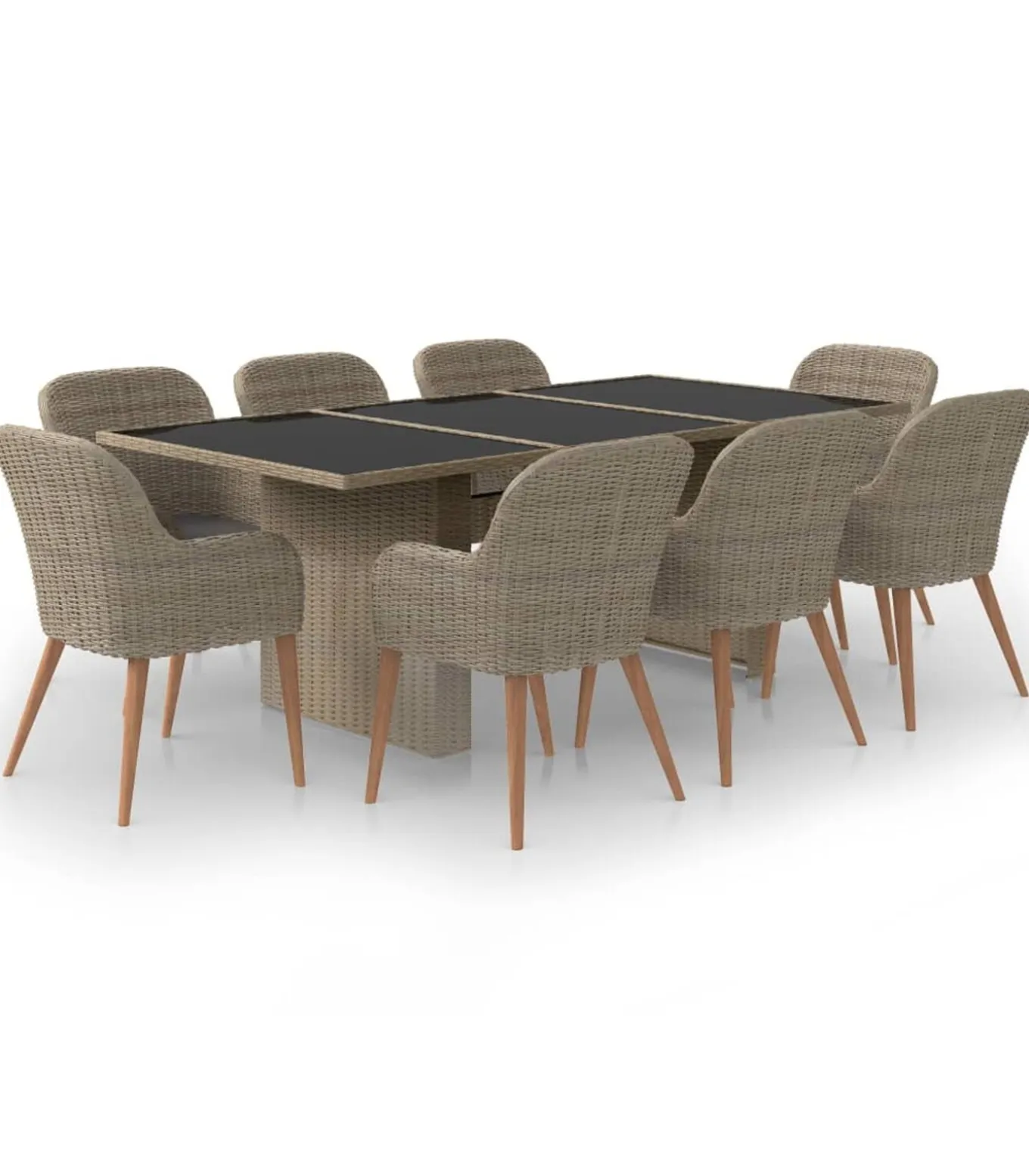 9-delige Tuinset poly rattan bruin